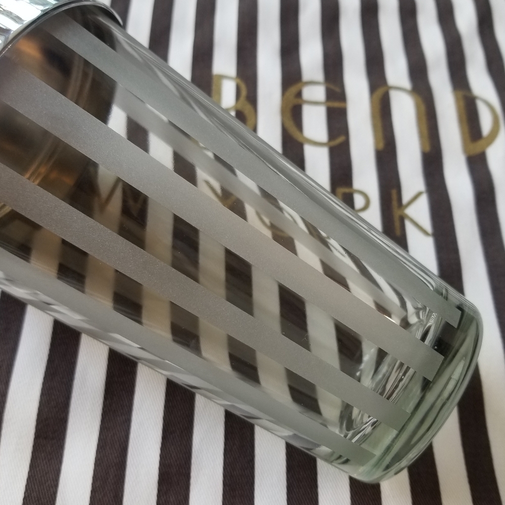 ❗Henri Bendel Striped Clear Cocktail Shaker with Chrome Accents❗